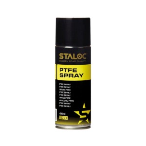 Staloc PTFE Spray 400 ml, schwarze Dose mit gelbem Etikett, Trockenschmierspray für Gleitflächen.