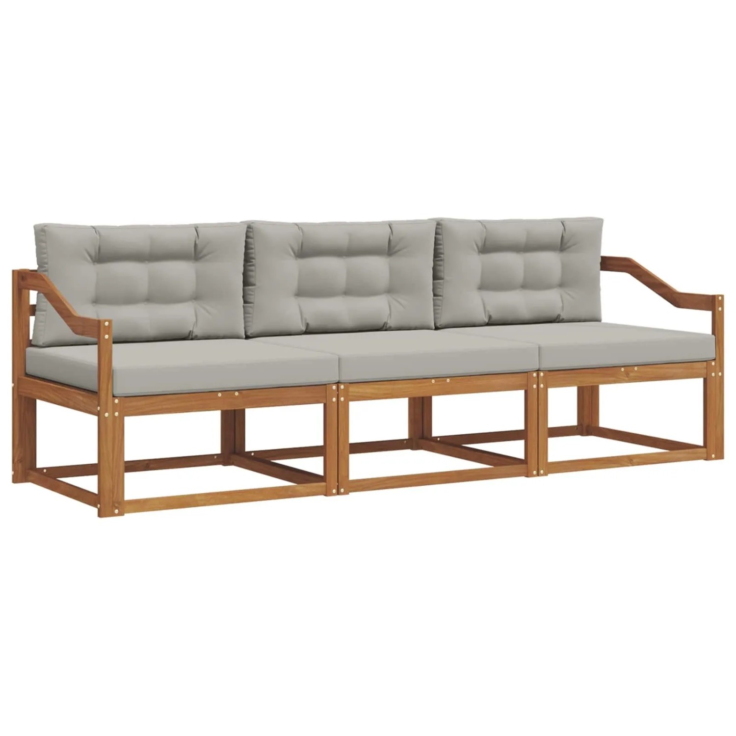 vidaXL Outdoor-Sofagarnitur mit Kissen 3-Tlg Natur und Hellgrau 3367139
