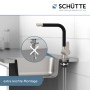 Schütte Spültischarmatur Rio in Edelstahloptik/Schwarz Matt mit Montagehinweis.