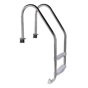 Poolomio Poolleiter, 2-stufig, aus Edelstahl für Pools ab 0,90 m Höhe.