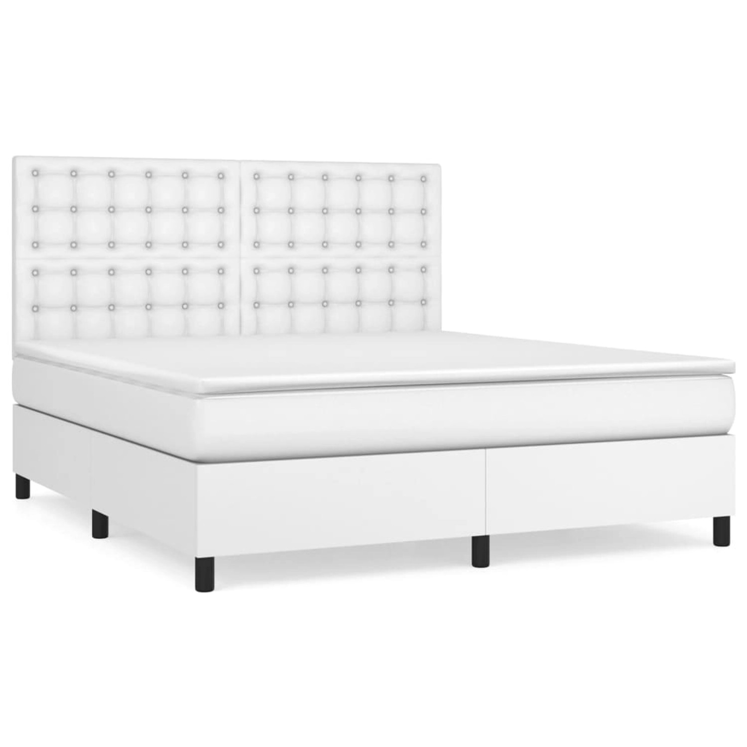 vidaXL Boxspringbett mit Matratze Weiß 180x200 cm Kunstleder1466161 günstig online kaufen
