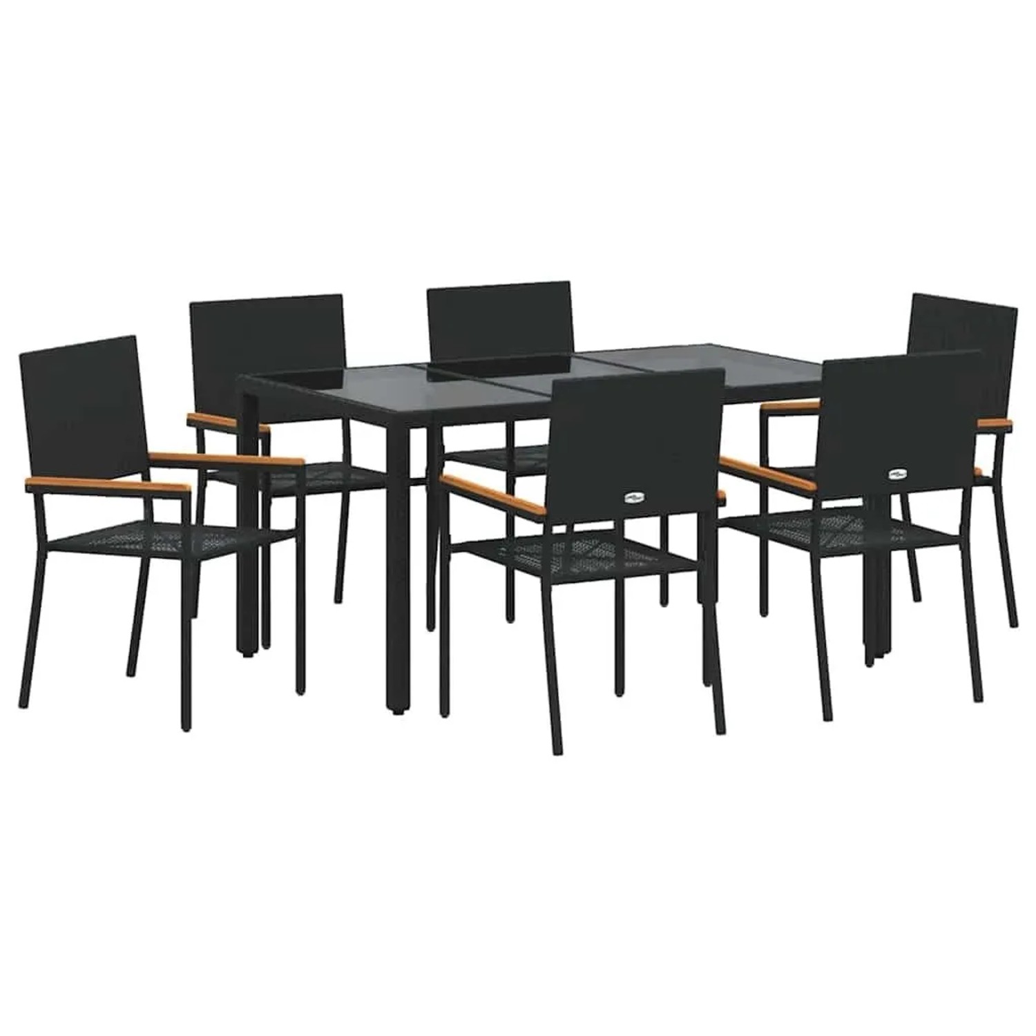 vidaXL Garten Essgruppe 7-Tlg Schwarz Poly-Rattan 3365393 günstig online kaufen