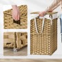 Songmics Wäschesammler Eliott, 90 l, Natur, geflochten mit Deckel und Wäschesack.