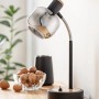 Näve Tischleuchte Fumoso, 39 cm, Design-Tischlampe mit grauem Glasschirm und schwarzem Fuß.