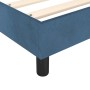 Detailansicht Boxspringbett in Dunkelblau mit Samtbezug und schwarzen Füßen.