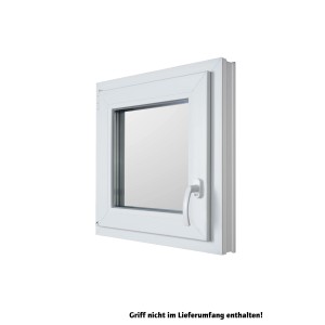 Weißes Kunststofffenster CL70P, 50x55 cm, DIN links, mit Griff.