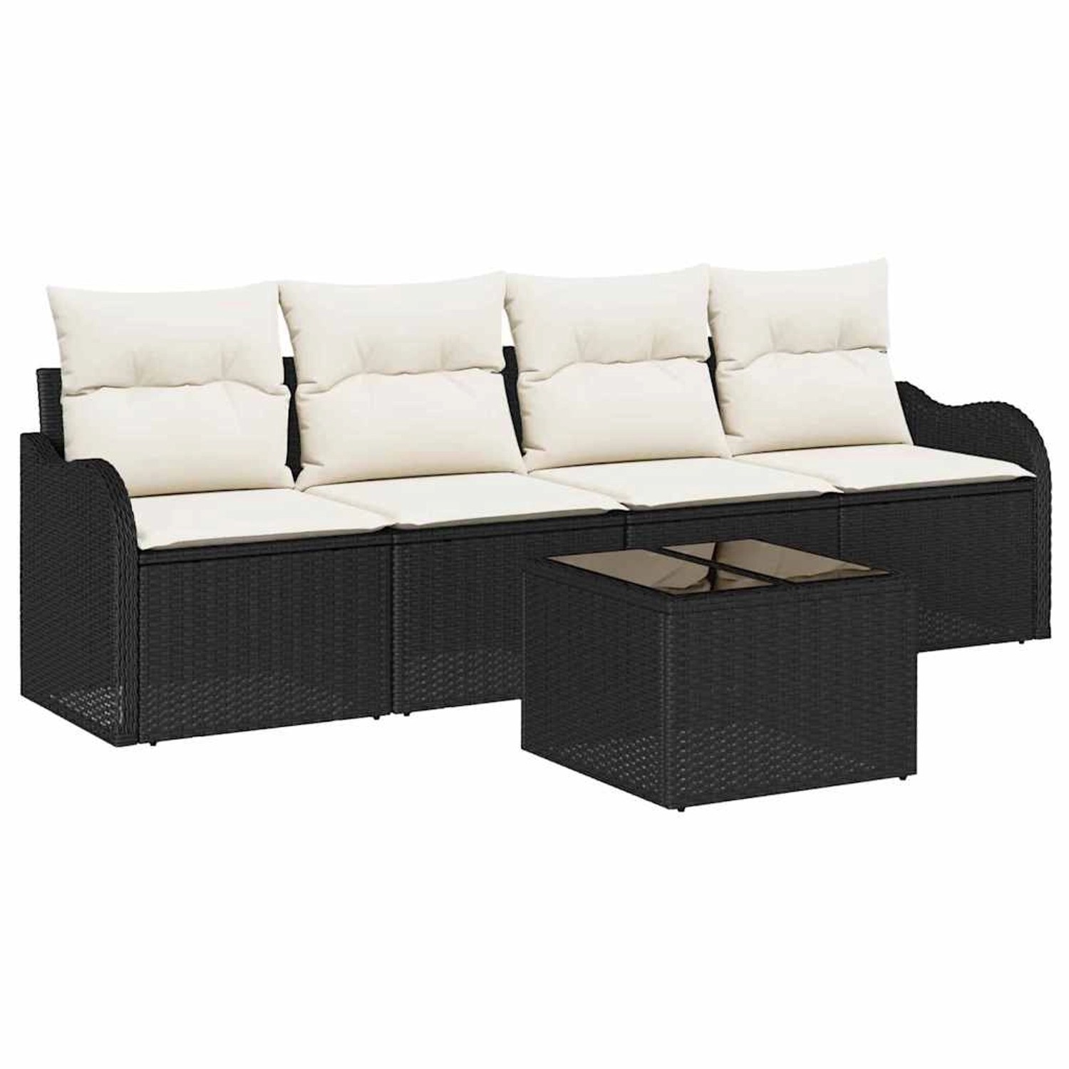 vidaXL 5-Teiliges Garten Sofa Set mit Kissen Schwarz Poly Rattan 3345567 günstig online kaufen