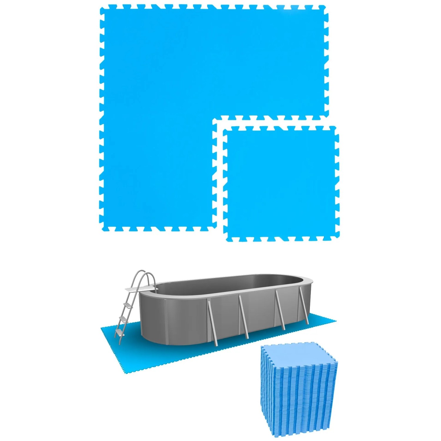 eyepower Poolunterlage 50 x 50 cm 60er Set Blau
