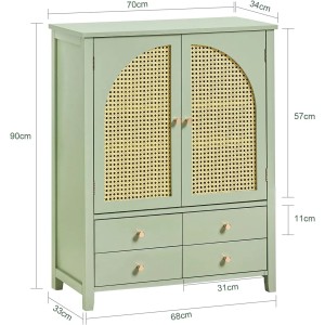 Grüner SoBuy Schuhschrank/Küchenschrank FSB72-GR mit Gittertüren und Schubladen.