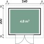 Grundriss Finnhaus Wolff WPC Gerätehaus Vitale 2420 19, 4,8 m² Fläche, Maße 240x200 cm.