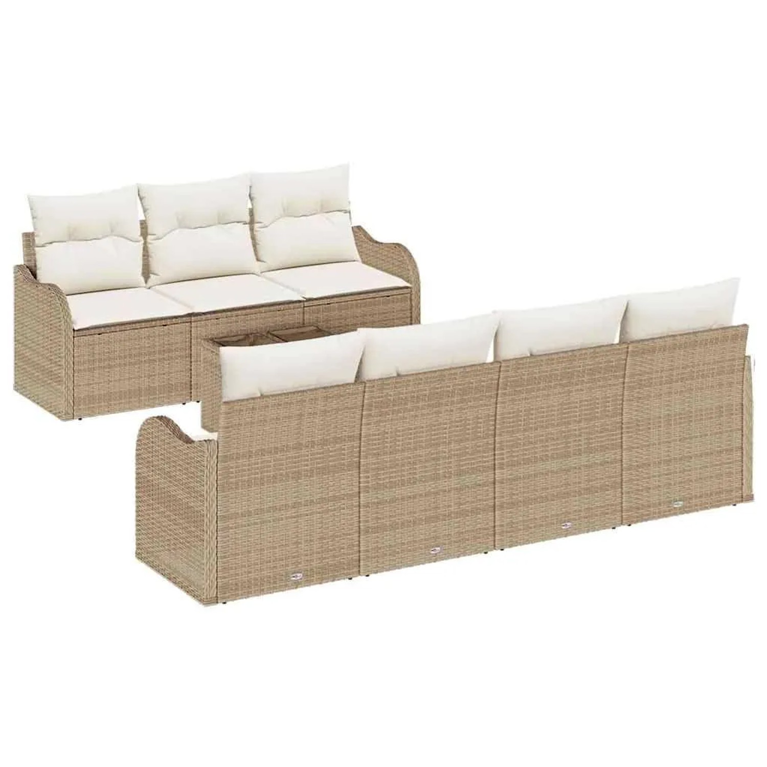 vidaXL Gartensofa-set mit Kissen mit Speicher 8-Tlg Beige und Creme 3354280