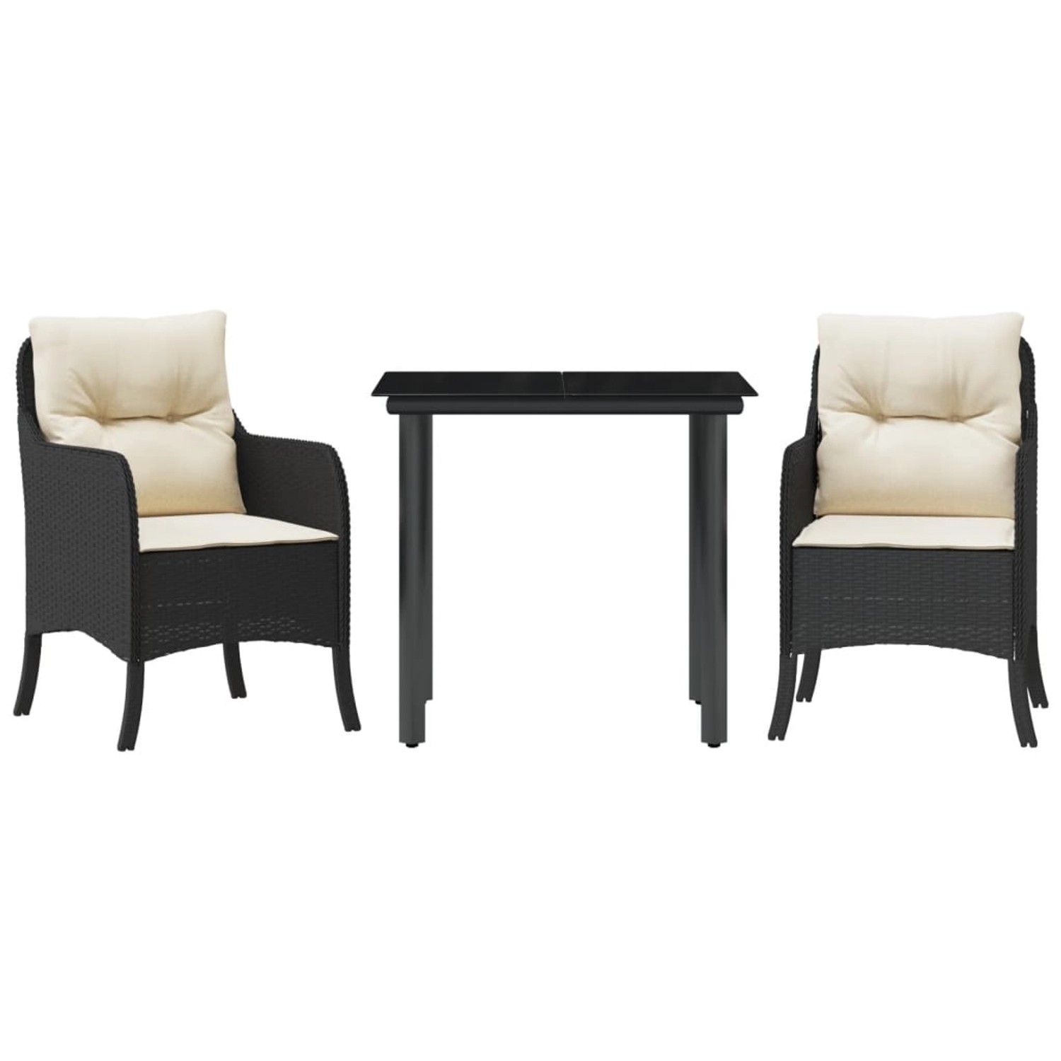 vidaXL 3-Tlg Garten-Essgruppe mit Kissen Schwarz Poly Rattan 3211913 günstig online kaufen