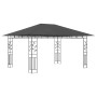 Anthrazit Pavillon 4x3m mit Moskitonetz und LED-Lichterkette für Garten & Terrasse.