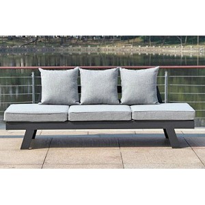 Graues Funktionssofa Donna für den Garten mit verstellbaren Sitzelementen und Aluminiumgestell.