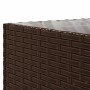 Detailansicht: Braunes Poly Rattan und Glasplatte des vidaXL Garten Lounge Sets.