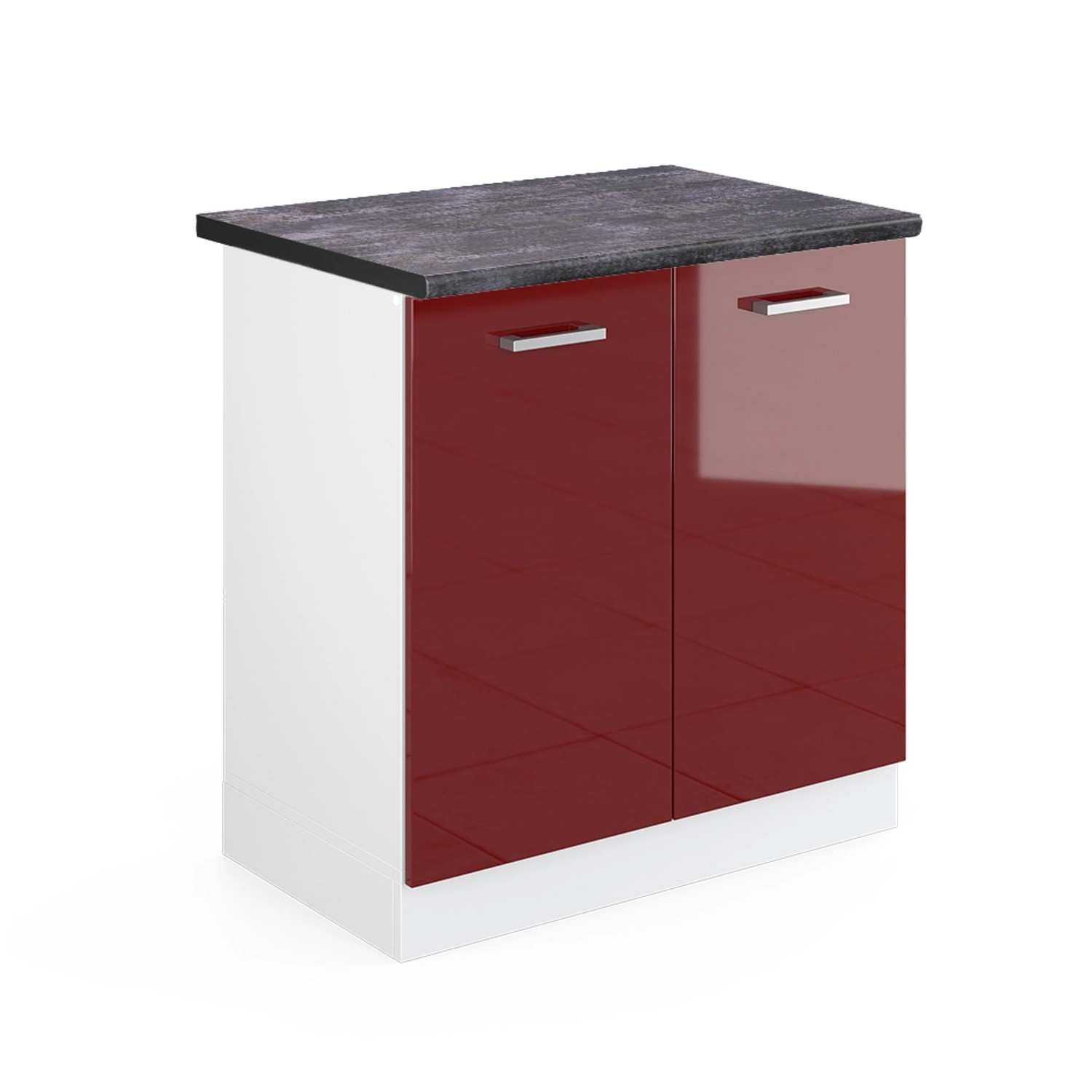 Vicco Spülenunterschrank R-Line Bordeaux Hochglanz/Weiß 80 cm AP Anthrazit günstig online kaufen