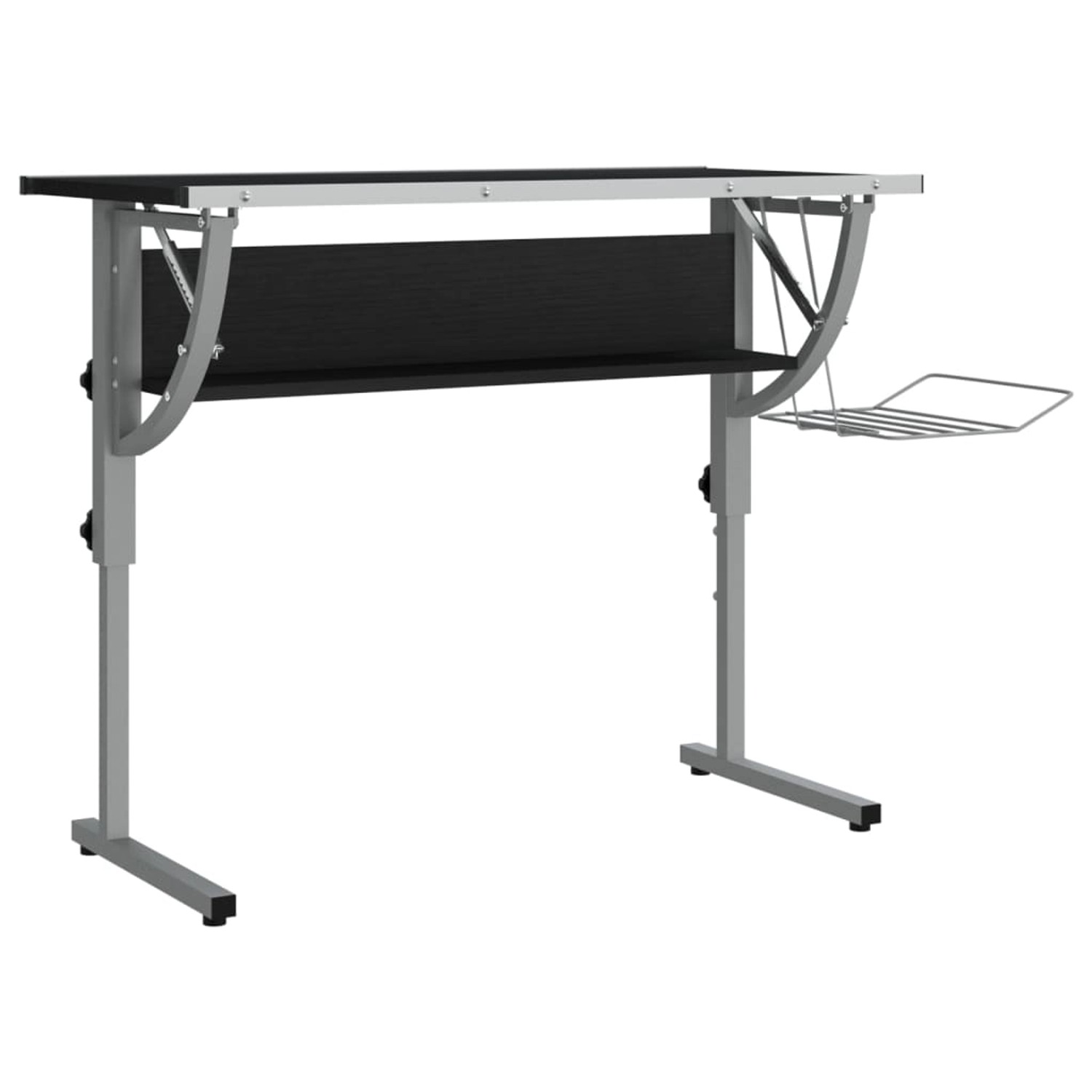 vidaXL Basteltisch Schwarz & Grau 110 x 53 x 58-87 cm Holzwerkstoff Stahl 3 günstig online kaufen