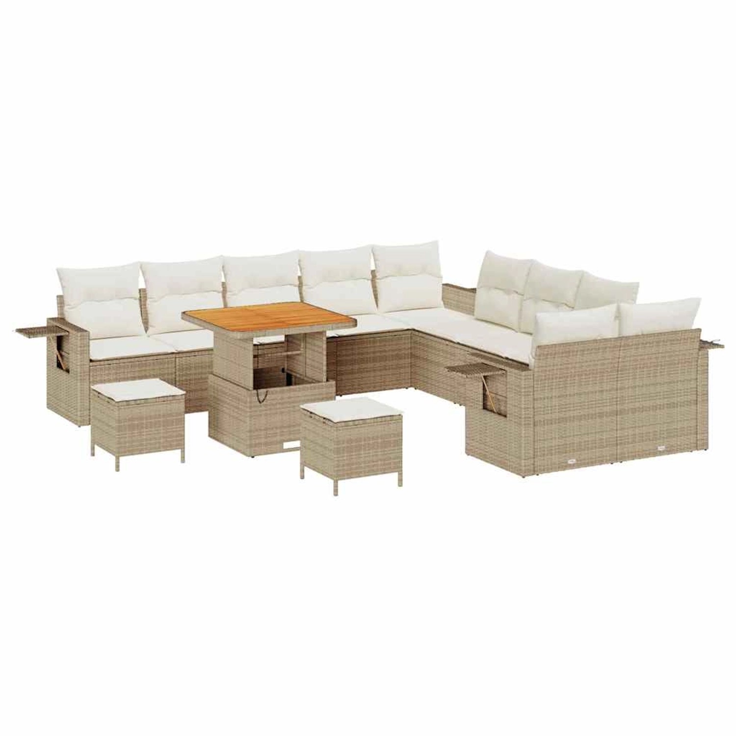 vidaXL Garten-Sofa-Set 13-Tlg Beige Poly Rattan 3361801 günstig online kaufen