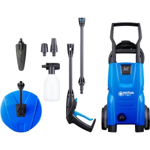 Nilfisk Hochdruckreiniger C 110.7-5 Home X-TRA mit Zubehör wie Waschbürste und Terrassenreiniger.