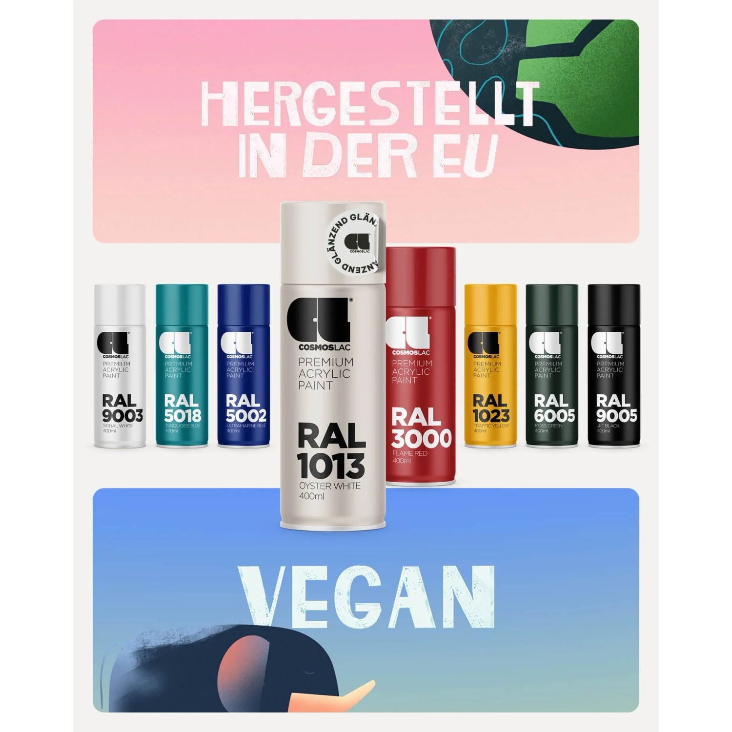 COSMOS LAC Acryllack Sprühdose in Vielen RAL Farbtönen  400ml Spraydose Perfekt für DIY Upcycling  R308 Gold_4