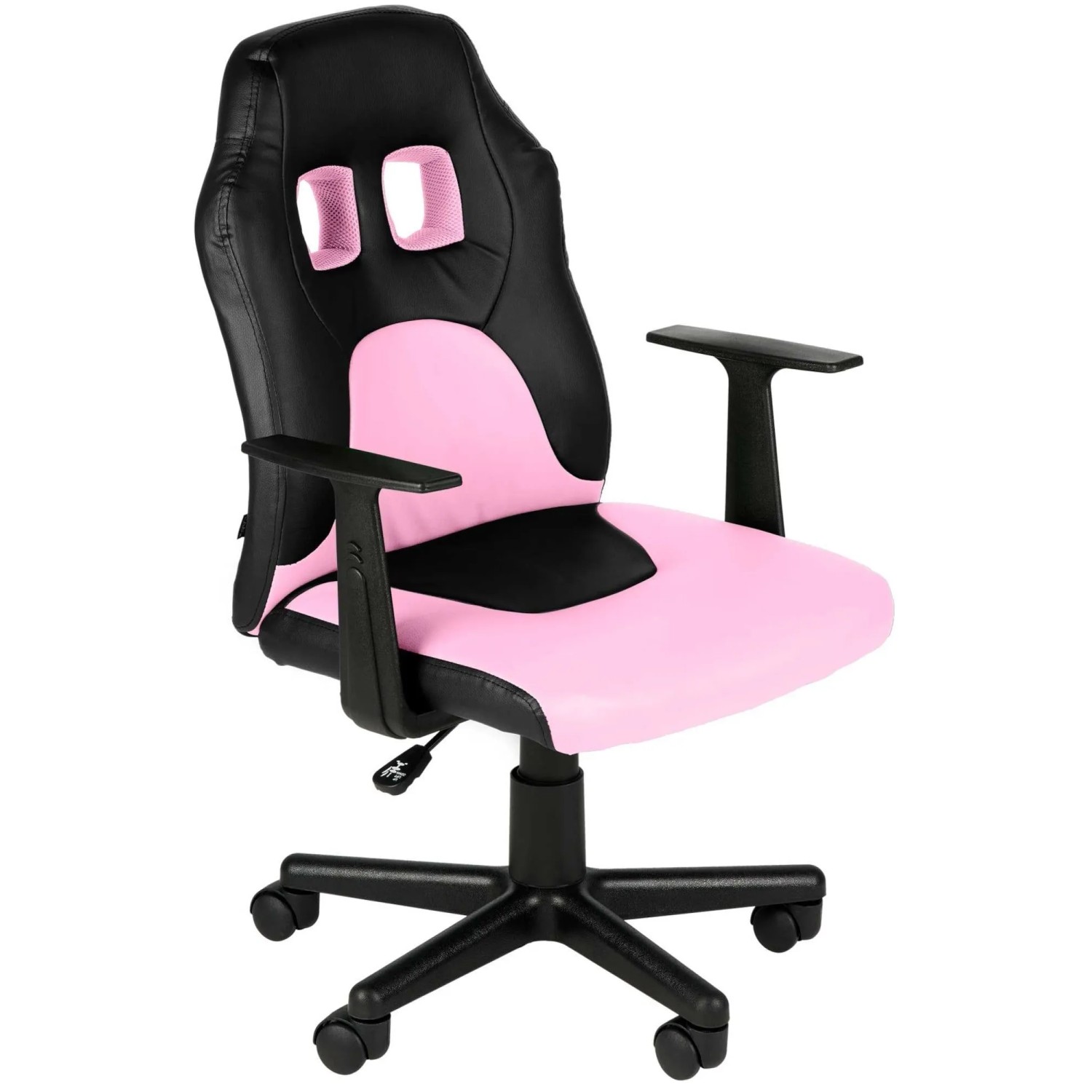 DELUKE Kinder Bürostuhl MIA 83x56x59 Schwarz/pink Kunstleder Kunststoff Gestell Ergonomische Bürostühle Homeoffice Stuhl