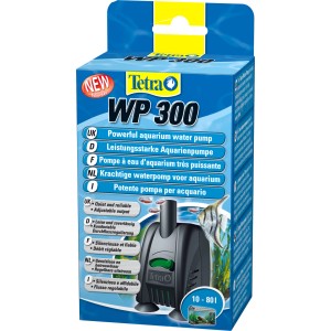 Verpackung der schwarzen Tetra Aquarienpumpe WP 300 für Aquarien von 10 bis 80 Liter.
