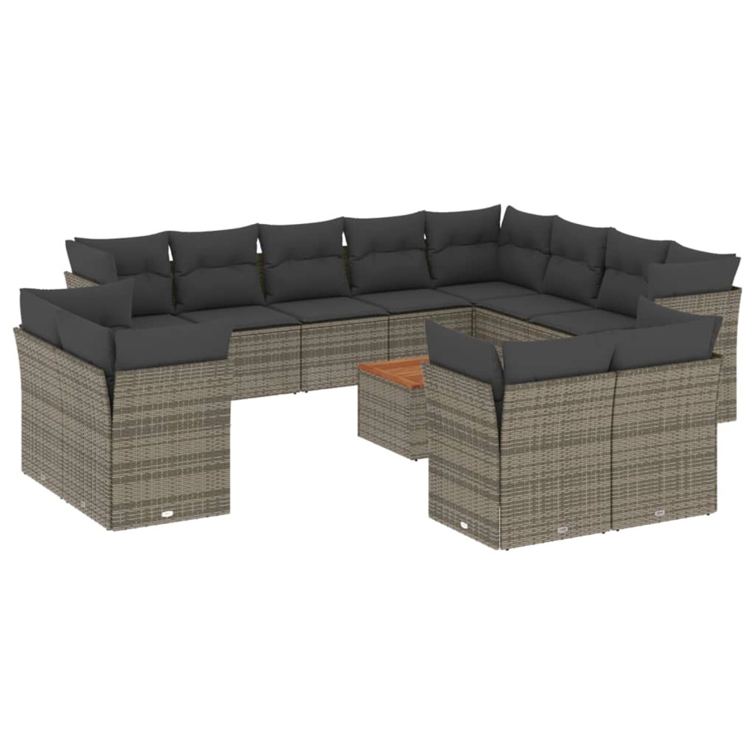 vidaXL 13-Tlg Garten-Sofagarnitur mit Kissen Grau Poly Rattan 3256284 günstig online kaufen