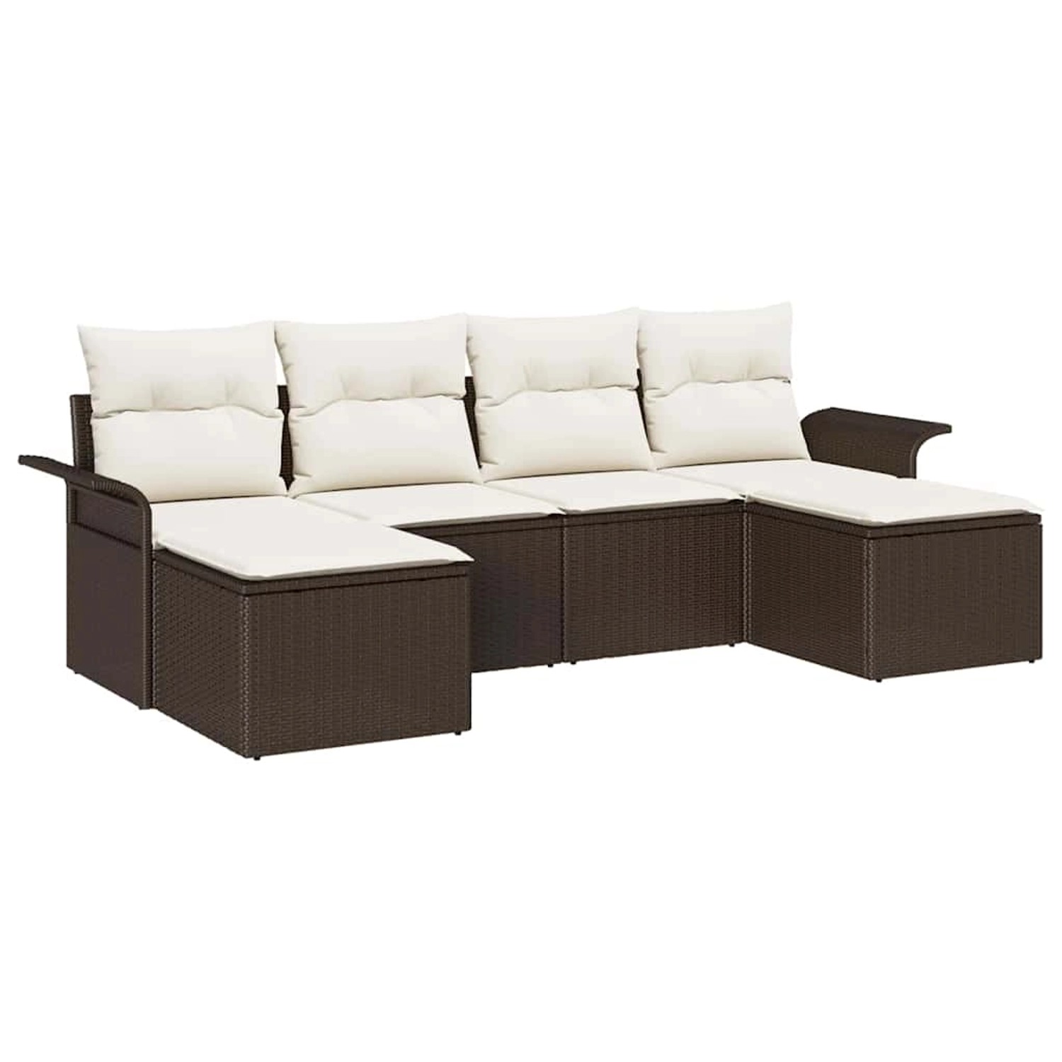 vidaXL Garten-Sofa-Set mit Kissen mit Speicher 6-Tlg Braun Poly Rattan 3354 günstig online kaufen