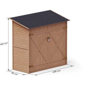 Upyard Garten-Werkzeugschuppen aus Holz, imprägniert, 150x70 cm, mit Doppeltür und schwarzem Dach.