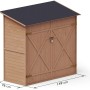 Upyard Garten-Werkzeugschuppen aus Holz, imprägniert, 150x70 cm, mit Doppeltür und schwarzem Dach.