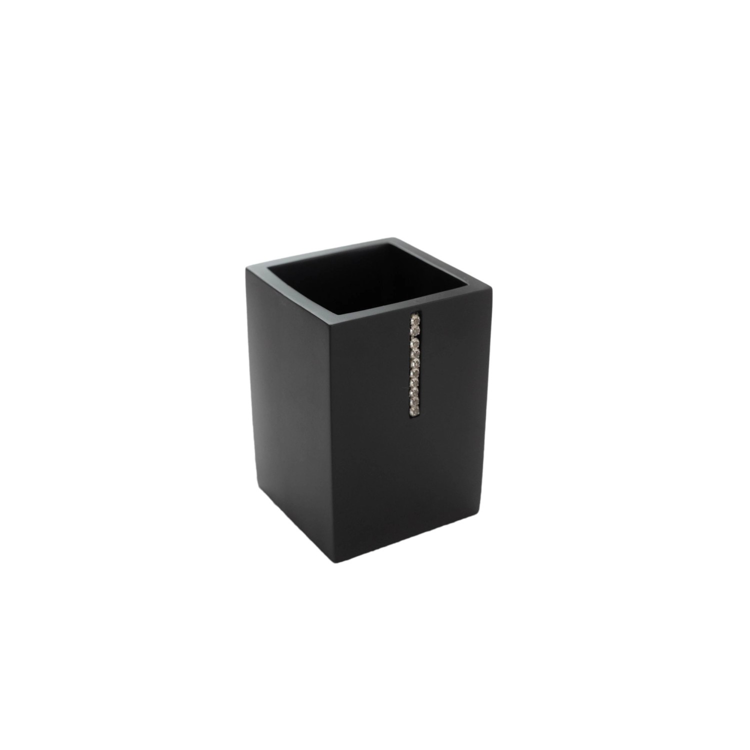Bagnoxx Zahnputzbecher 7cm x 7cm x 10cm Schwarz mit Dekosteinen günstig online kaufen