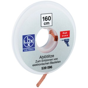 LUX Elektronik-Ablötlitze auf Rolle, zum Entfernen von Lötzinn, Länge 1,6 m.