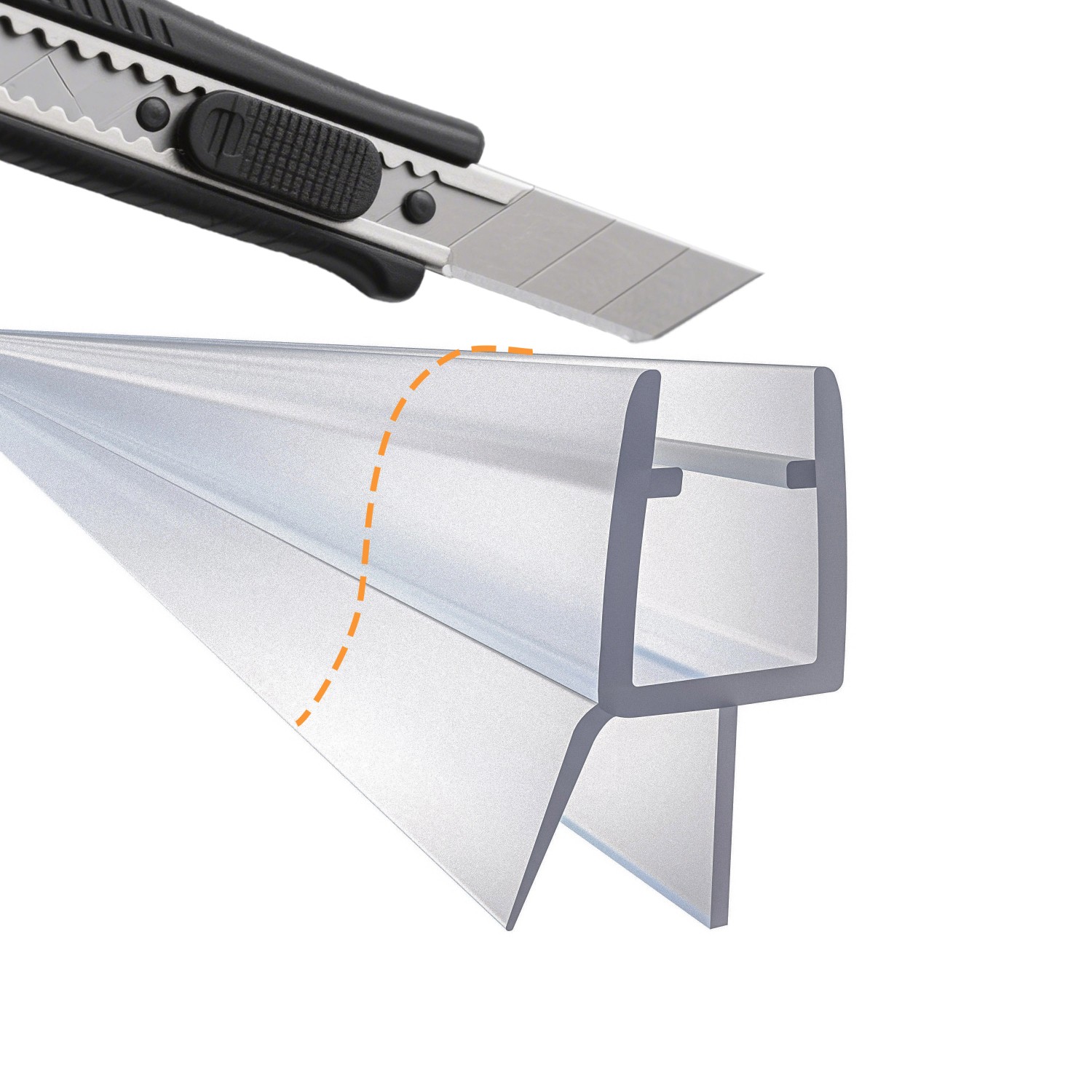 AICA Duschtürdichtung 12mm, transparent, mit Cutter zum Zuschneiden für 4-6mm Glas.
