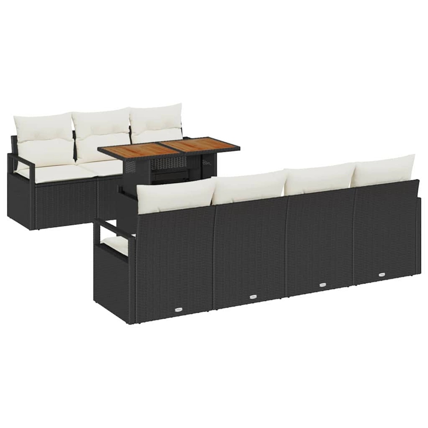 vidaXL Garten-Sofa-Set mit Speicher 8-Tlg Schwarz Poly Rattan 3358406 günstig online kaufen