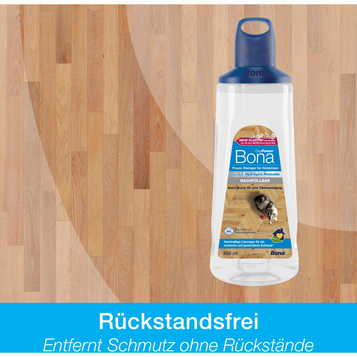 Bona OxyPower Reiniger für Holzböden, 850ml Kartusche für Premium Spray Mop.
