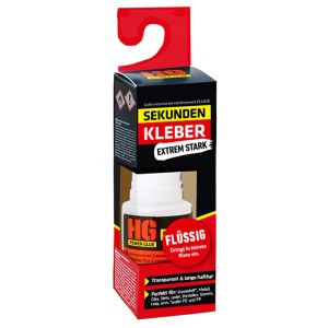 HG Power Glue Sekundenkleber, flüssig und transparent, 20g. Ideal für schnelle Reparaturen.