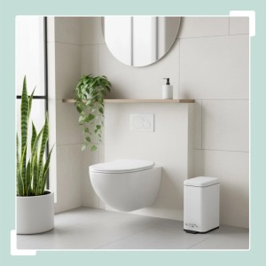 Relaxdays Tretmülleimer Metall Weiß Softclose 29,5 cm x 26 cm x 14 cm 1 kg