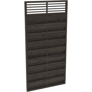 Graues Sichtschutzzaun-Element Wien, 180x90 cm, aus Holz mit Lamellen im oberen Bereich.