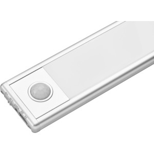 LED-Unterbauleuchte Silber mit Bewegungssensor, 30cm. Kompakte Bauform, ideal für Küche & Werkstatt.