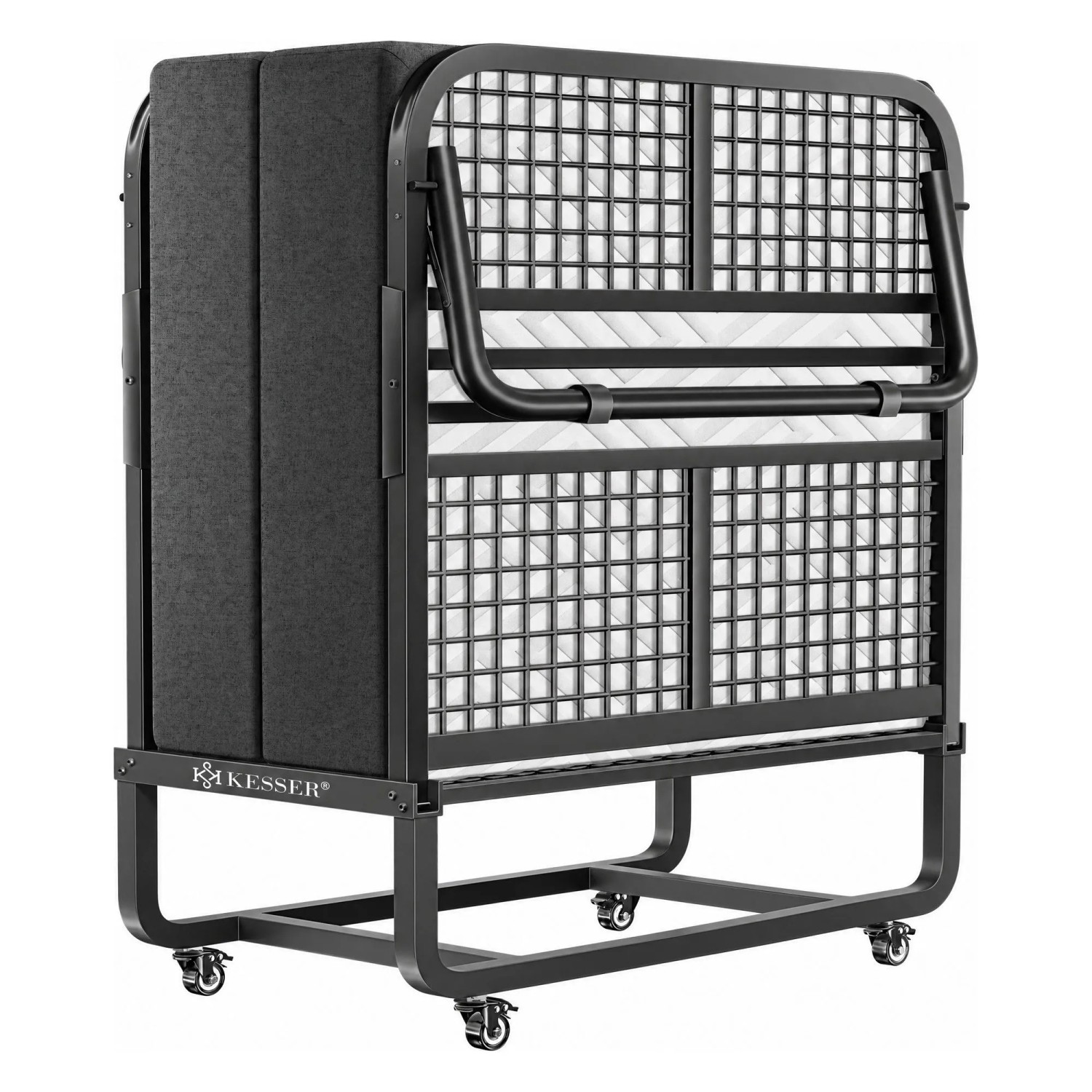 KESSER Klappbett mit Matratze Deluxe Plus Größe 200 x 90 cm Anthrazit Weiß