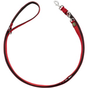 Verstellbare Hunter Führleine Neopren, 2 m, rot-schwarz. Hundeleine aus Nylon mit Neoprenpolsterung.