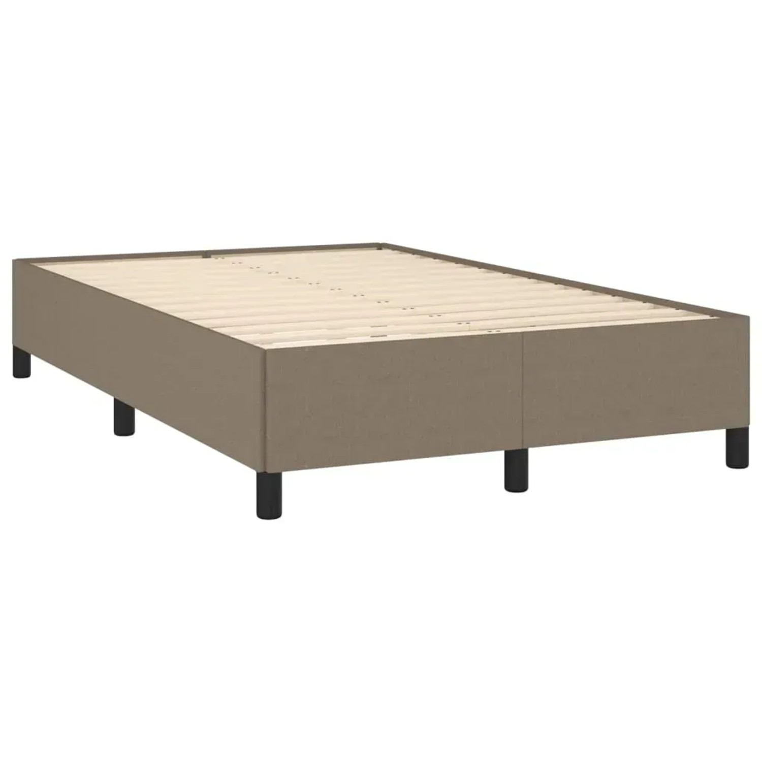 Boxspringbett Taupe 120x190 cm, Stoffbezug, ohne Kopfteil und Matratze.