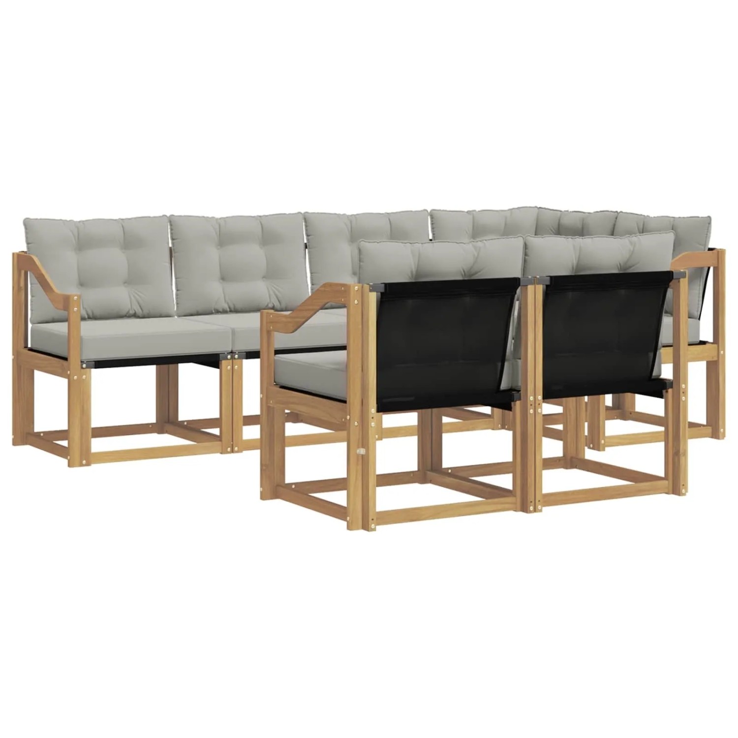 vidaXL Outdoor-Sofagarnitur mit Kissen 7-Tlg Weiß und Hellgrau 3389581