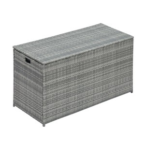 Teamson Home Terrasse Gartenmöbel Rattan Aufbewahrungsbox Grau