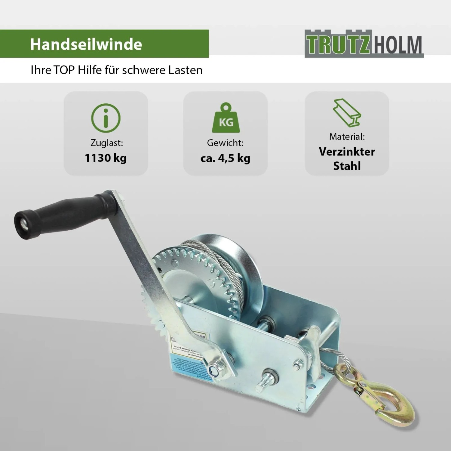 TRUTZHOLM Handseilwinde 1130 kg 10 m