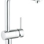 Grohe Küchenarmatur Minta mit L-Auslauf und herausziehbarem Mousseurauslauf, Chrom.