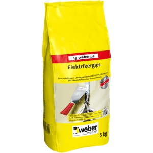 Sack Saint-Gobain Weber Elektrikergips, 5 kg, weiß, zum Füllen von Leitungsschlitzen.