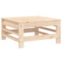 Quadratischer Hocker/Tisch aus unbehandeltem Kiefernholz, Teil des vidaXL Garten-Lounge-Sets.
