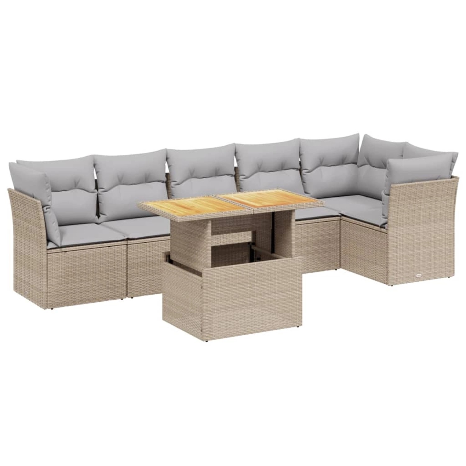 vidaXL 7-tlg Garten-Sofagarnitur mit Kissen Beige Poly Rattan Modell 379 günstig online kaufen