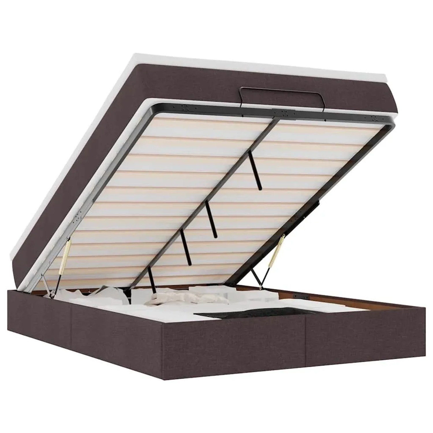 vidaXL Ottoman-Bett mit Matratze Dunkelbraun 140x200 cm Stoff 3311116
